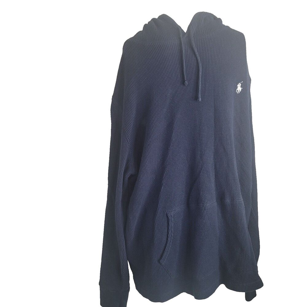 Polo Ralph Lauren XL waffle knit sweater hoodie pony horse drawstring logo